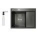 Мийка для кухні інтегрована Lidz Handmade H6350BR крило праворуч (LDH6350BRPVD45590) Brushed Black PVD 3,0/1,0 мм, фото 1, описание, характеристики, цена
