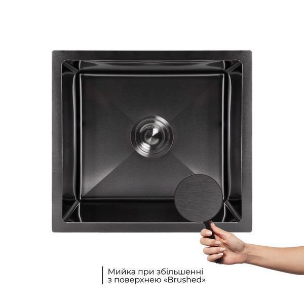 Мийка для кухні інтегрована під стільницю Lidz Handmade H4843B Brushed Black PVD 3,0/1,0 мм LDH4843BRUBLM49440 фото, описание, характеристики, цена