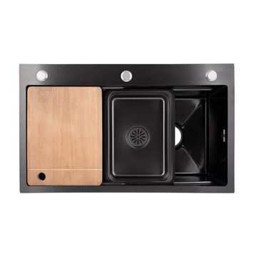 Lidz Handmade H7545B Мойка для кухни интегрированная Decor Black PVD Honeycomb 3,0/1,0 мм LDH7545BDECPVD48373 фото, опис, характеристики, ціна