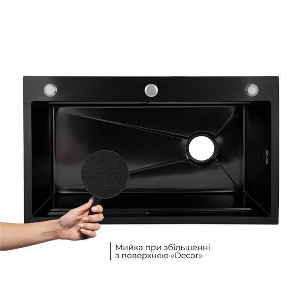 Lidz Handmade H7545B Мийка для кухні інтегрована Decor Black PVD Honeycomb 3,0/1,0 мм LDH7545BDECPVD48373 фото, описание, характеристики, цена